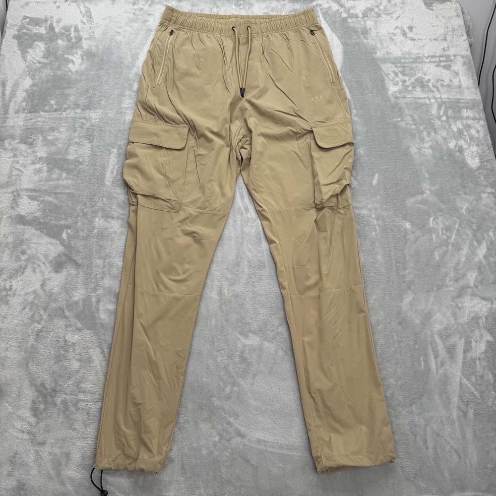 YoungLA Pants Men XL Khaki Travel Cargo Joggers Athleisure Lifestyle Streetwear